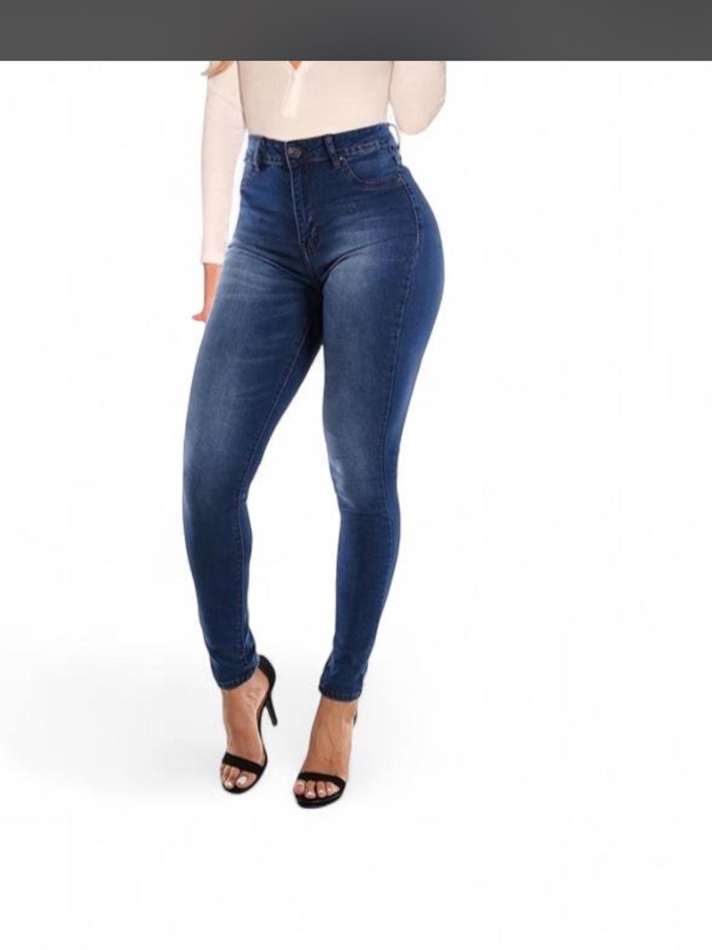High-Rise Dark Blue Skinny Jeans for Women